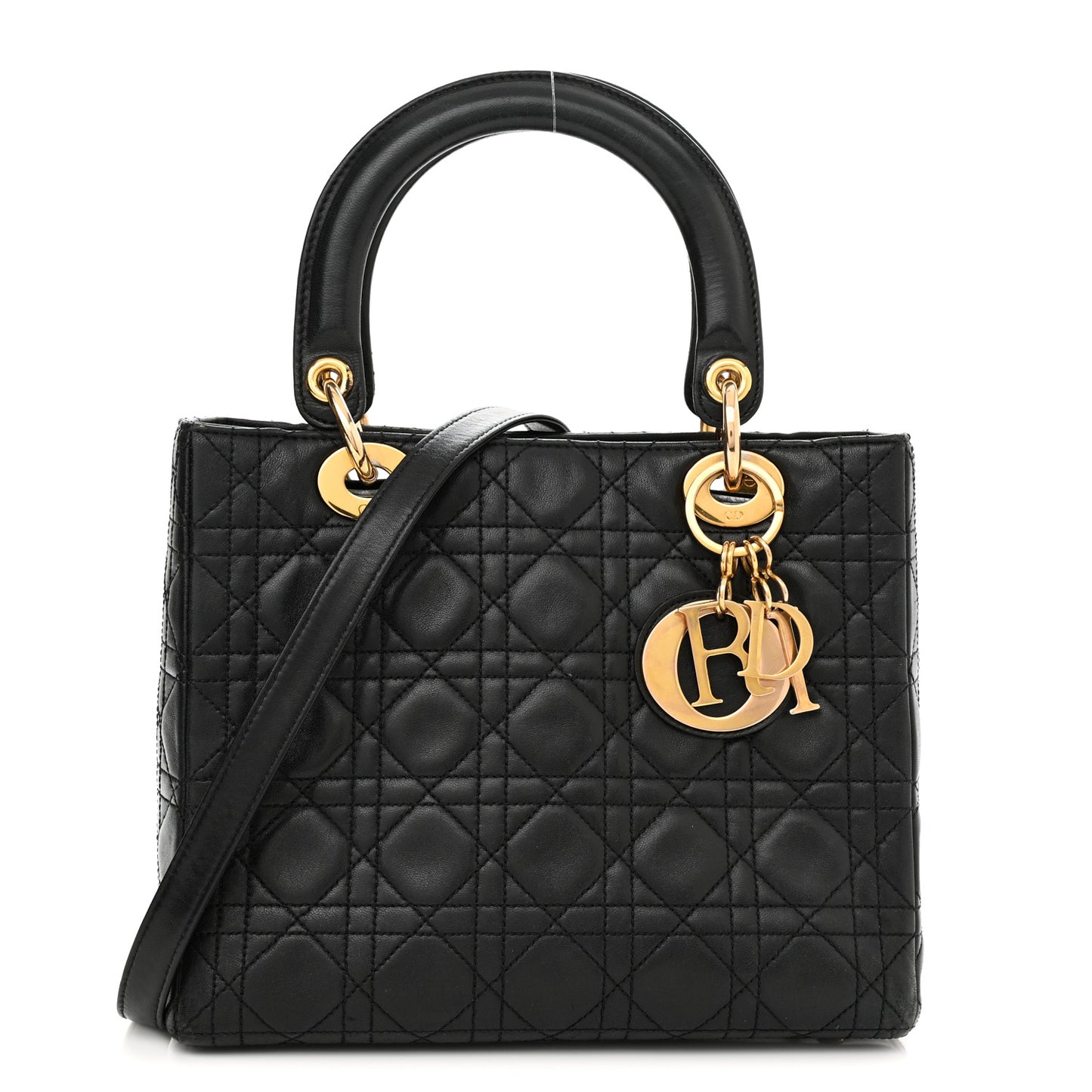 Lambskin Cannage Medium Lady Dior Black
