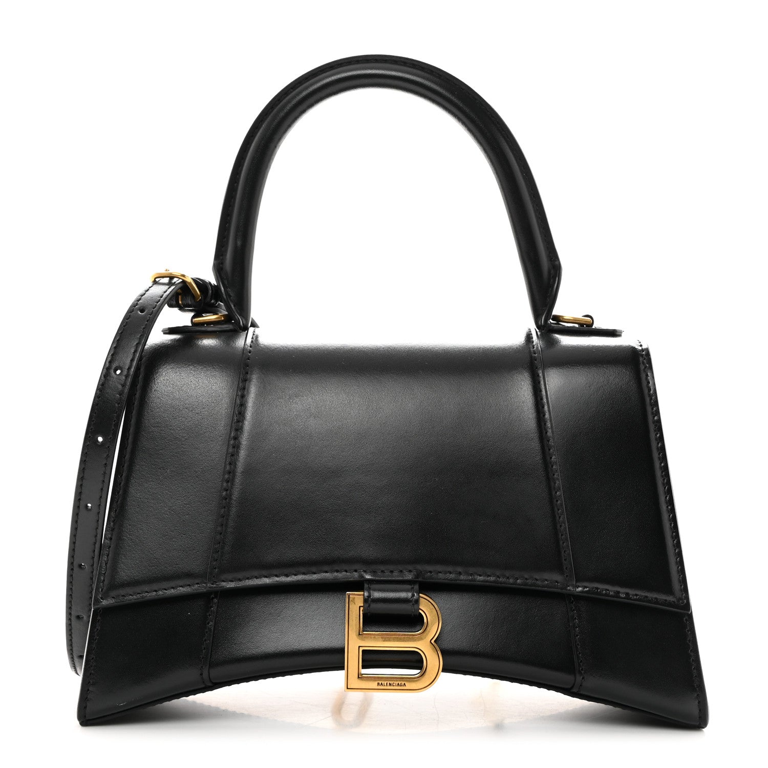 Balenciaga Shiny Box Calfskin Small Hourglass Top Handle Bag Black 1 of 12