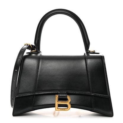 Balenciaga Shiny Box Calfskin Small Hourglass Top Handle Bag Black 1 of 12