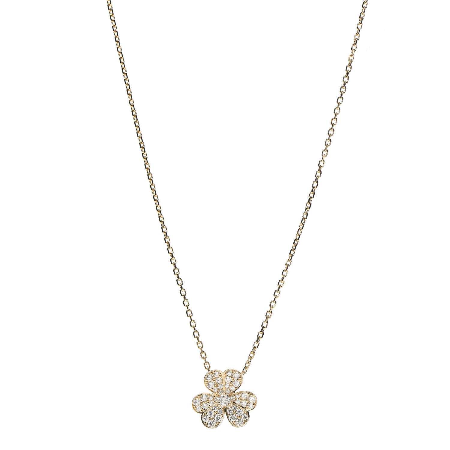 Van Cleef & Arpels 18K Yellow Gold Diamond Small Frivole Pendant Necklace 1 of 8