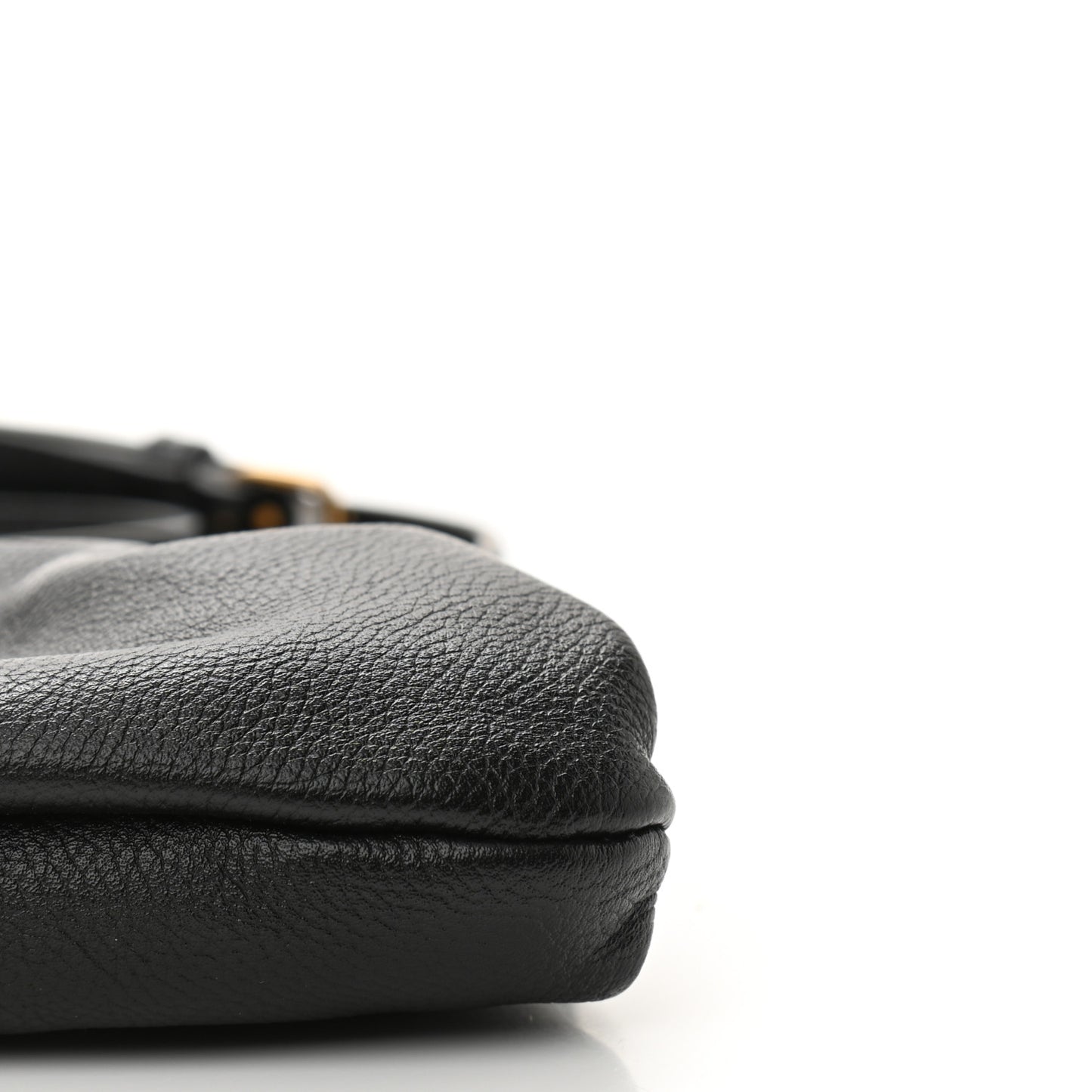 Grained Calfskin Logo Cloud Clutch XS Black