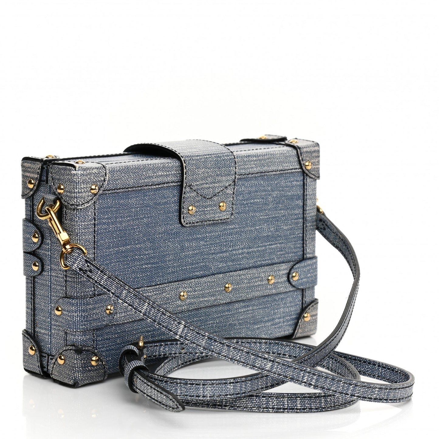 Coated Canvas Denim Petite Malle Blue