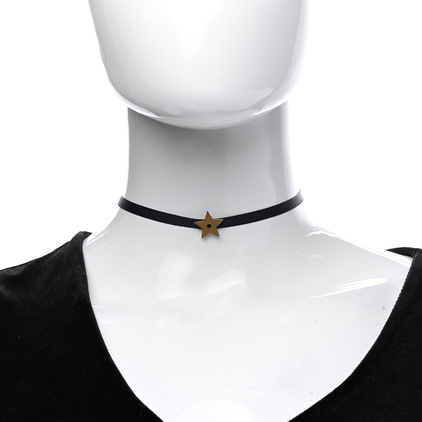Grosgrain Ribbon Star Choker Necklace Black