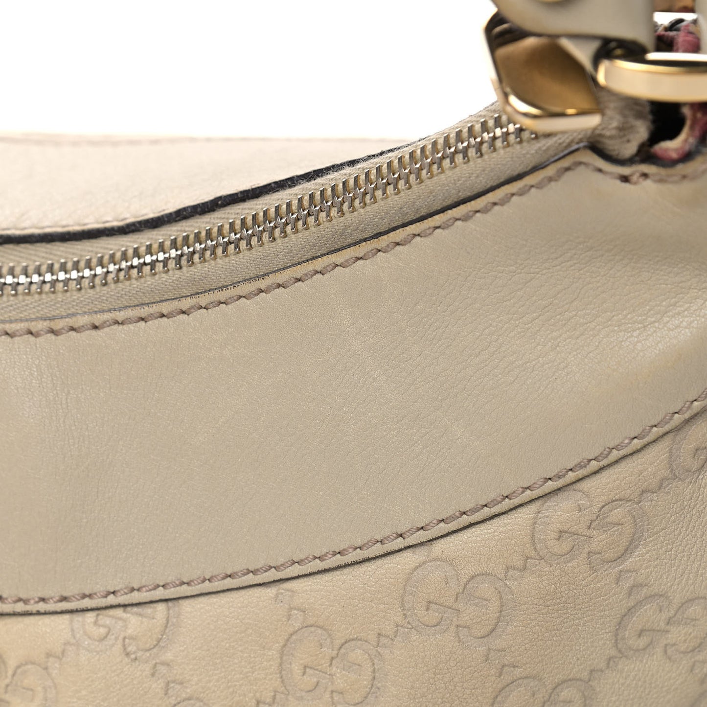 Guccissima Large D Gold Ring Hobo Off White