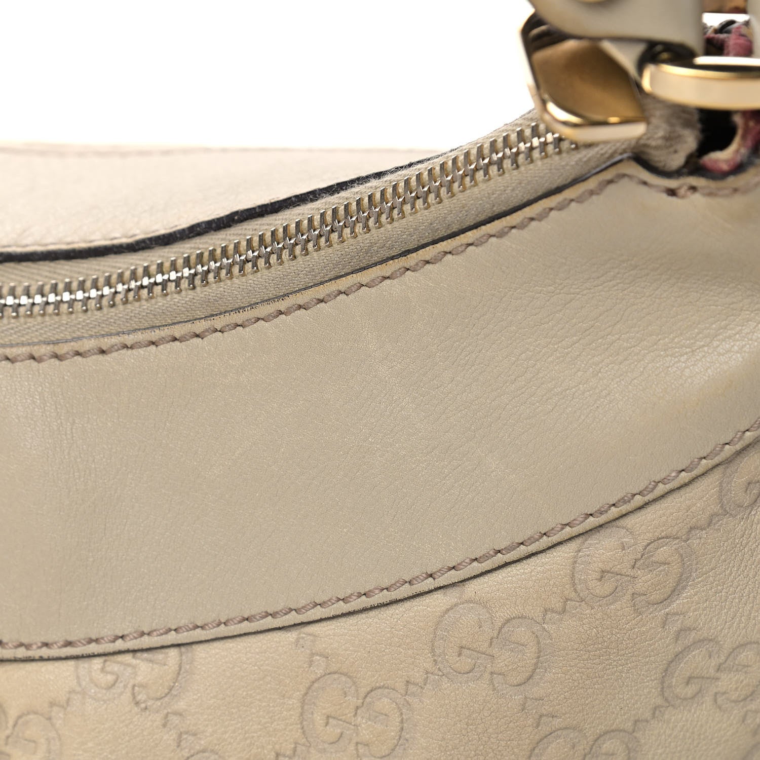Gucci Guccissima Large D Gold Ring Hobo Off White 14 of 19