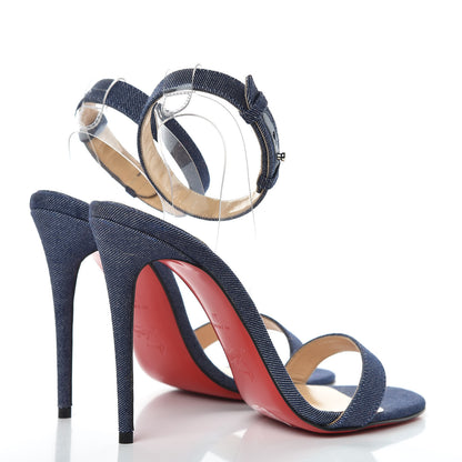 Christian Louboutin Denim PVC Jonatina 100 Sandals 37 Blue Transparent 4 of 9