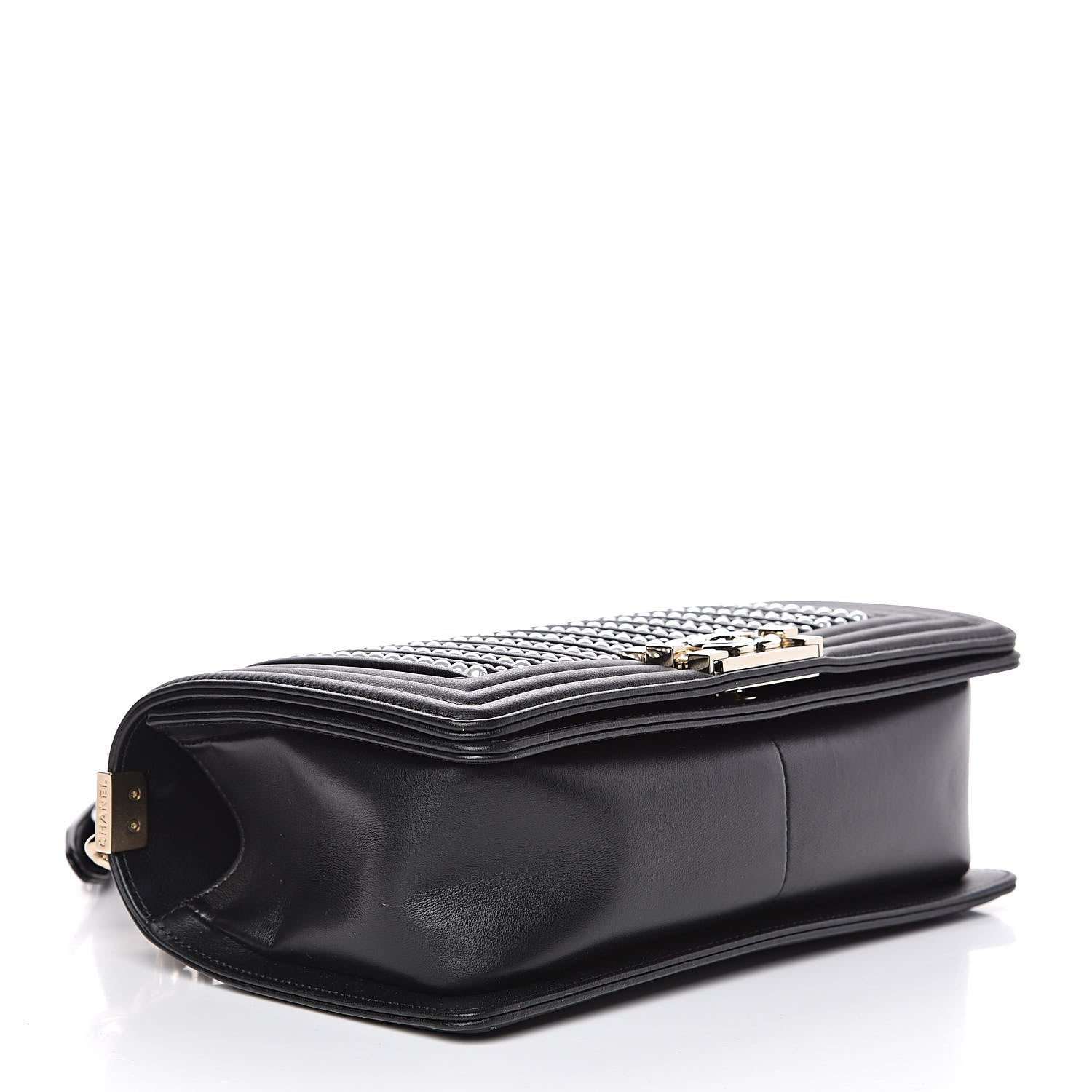 Chanel Calfskin Pearl Medium Chanel Pearls Boy Flap Black 4 of 9