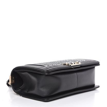 Chanel Calfskin Pearl Medium Chanel Pearls Boy Flap Black 4 of 9