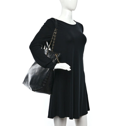 Chanel Calfskin Crocodile Embossed Large Cocodile Shopping Tote Black 2 of 8