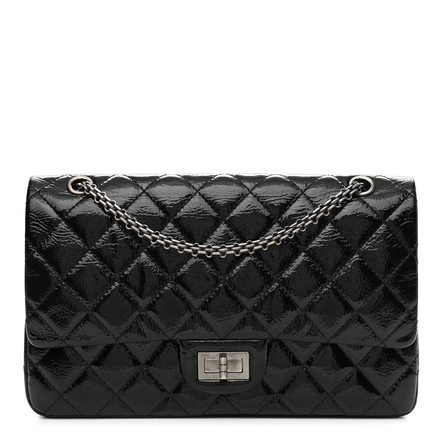 Chanel Distressed Patent Quilted 2.55 Reissue 227 Flap Black 1 of 10