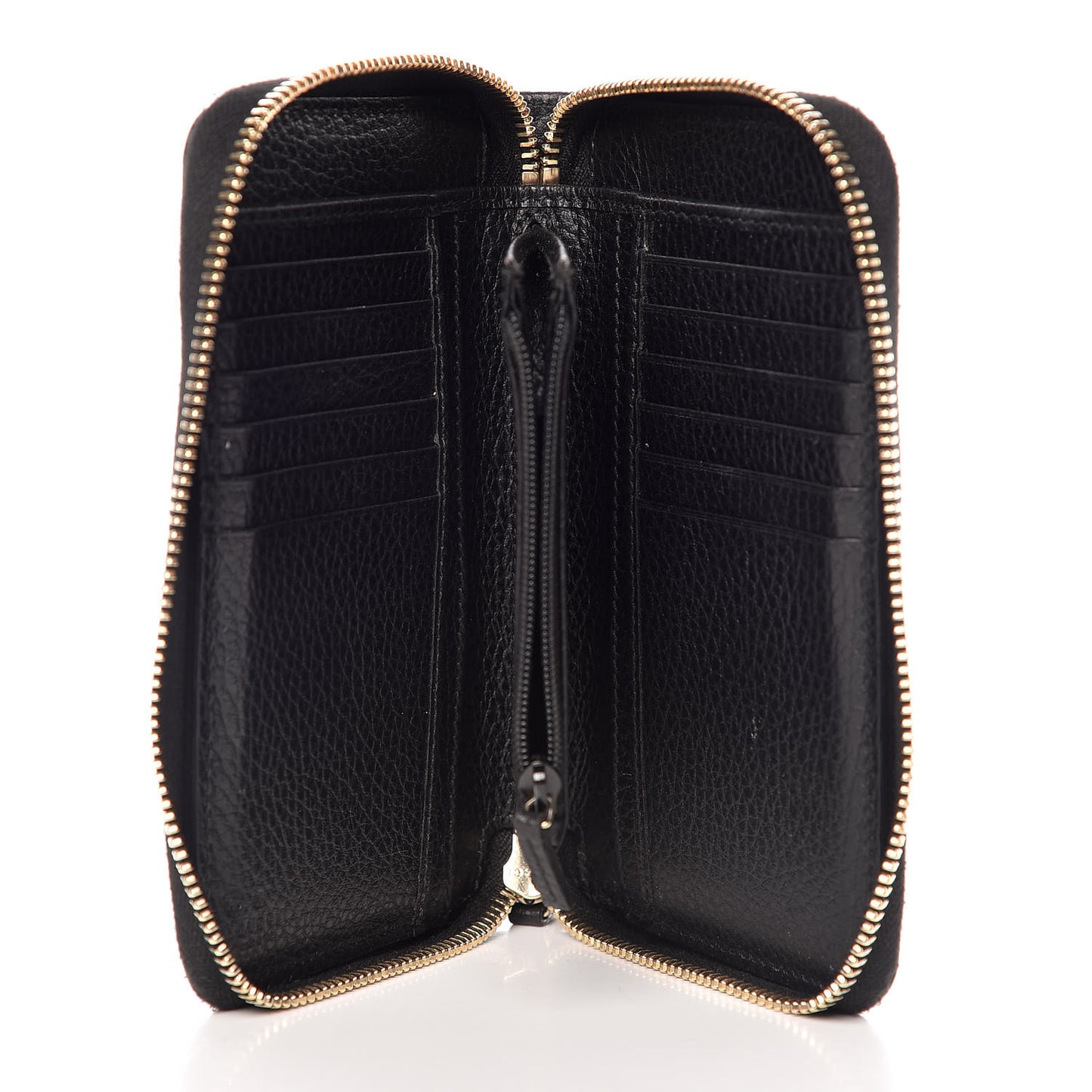 Pebbled Calfskin Zip Around Wallet Black