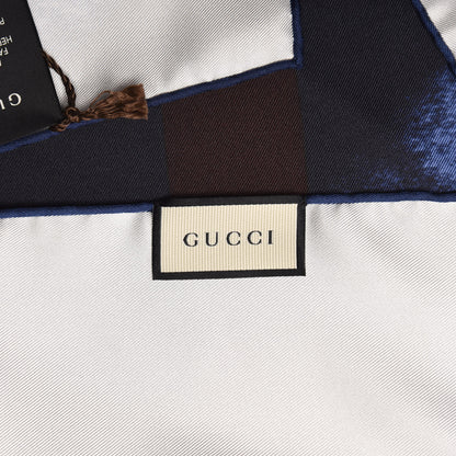 Gucci Silk Printed Scarf Blue Multi 5 of 5