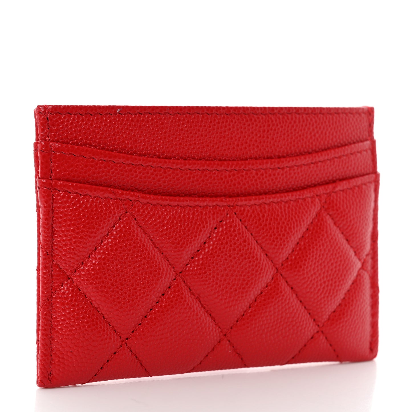 Caviar Quilted Card Holder Red