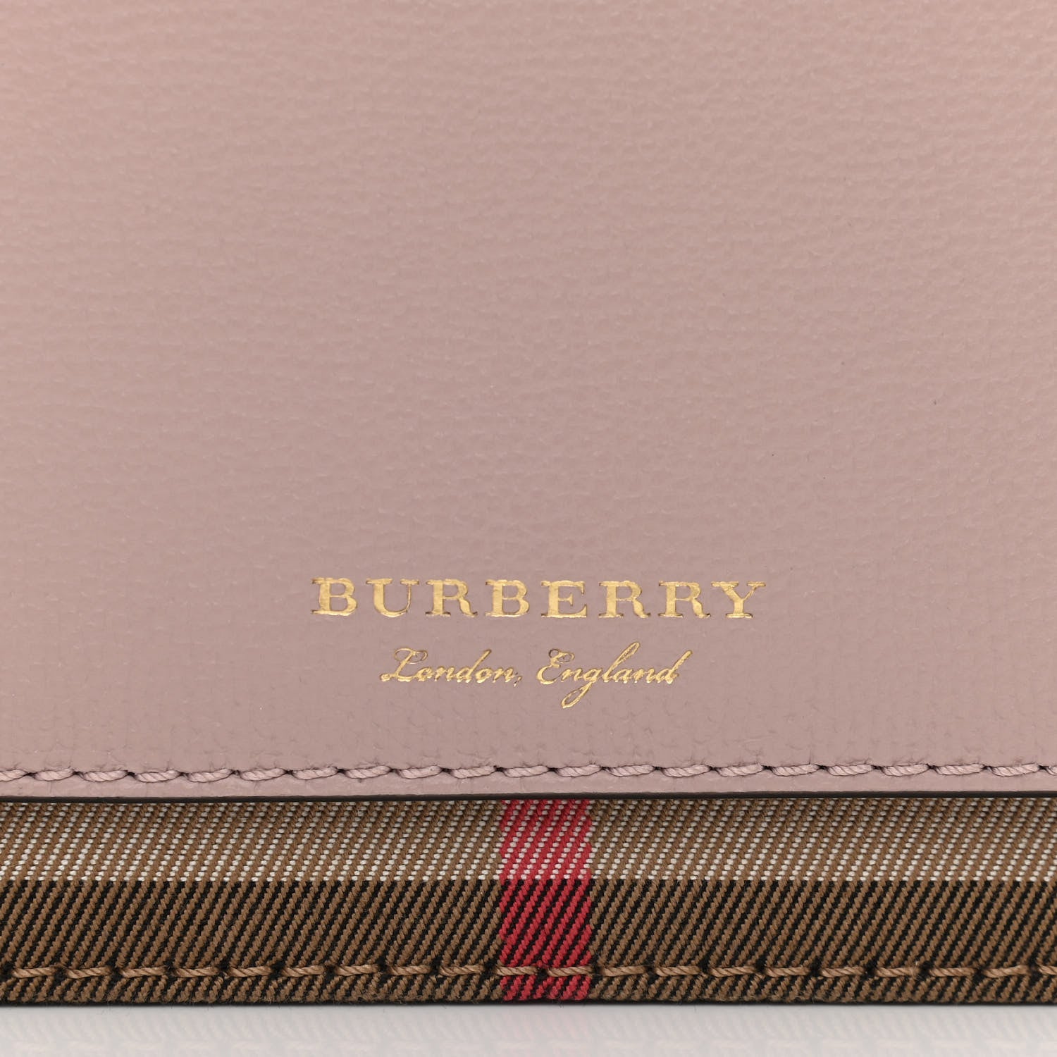 Burberry Grained Calfskin House Check Tartan Mix Hampshire Wallet On Chain Pink 7 of 10