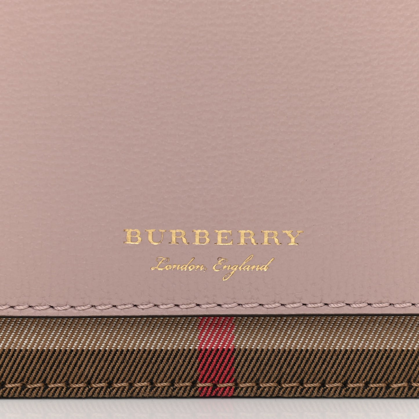 Grained Calfskin House Check Tartan Mix Hampshire Wallet On Chain Pink