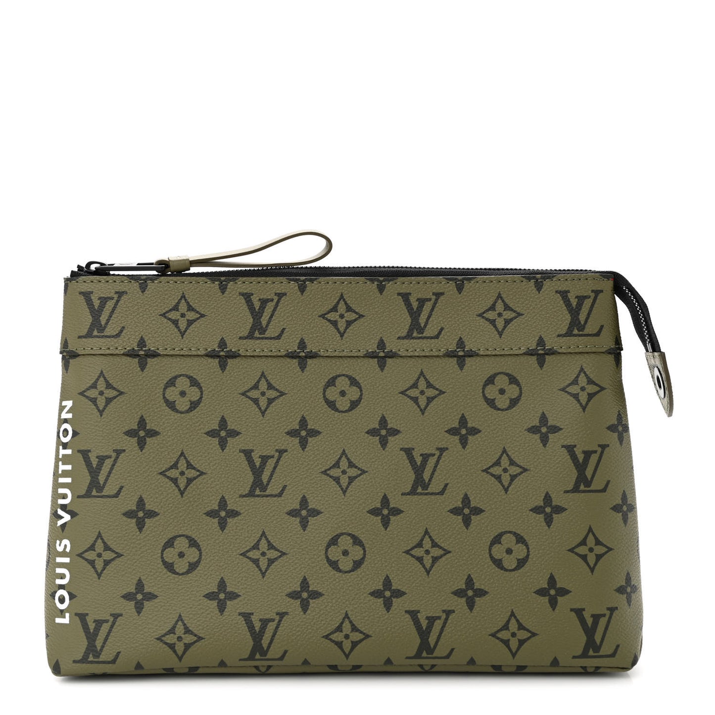 Monogram Pochette Voyage Souple Khaki Green Vermillion Red
