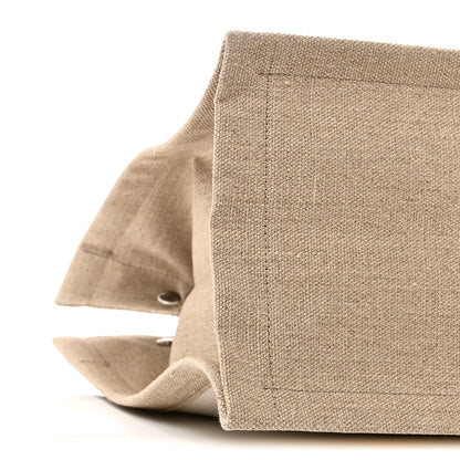 Saint Laurent Linen Calfskin Small Rive Gauche Tote Greggio Natural 8 of 9