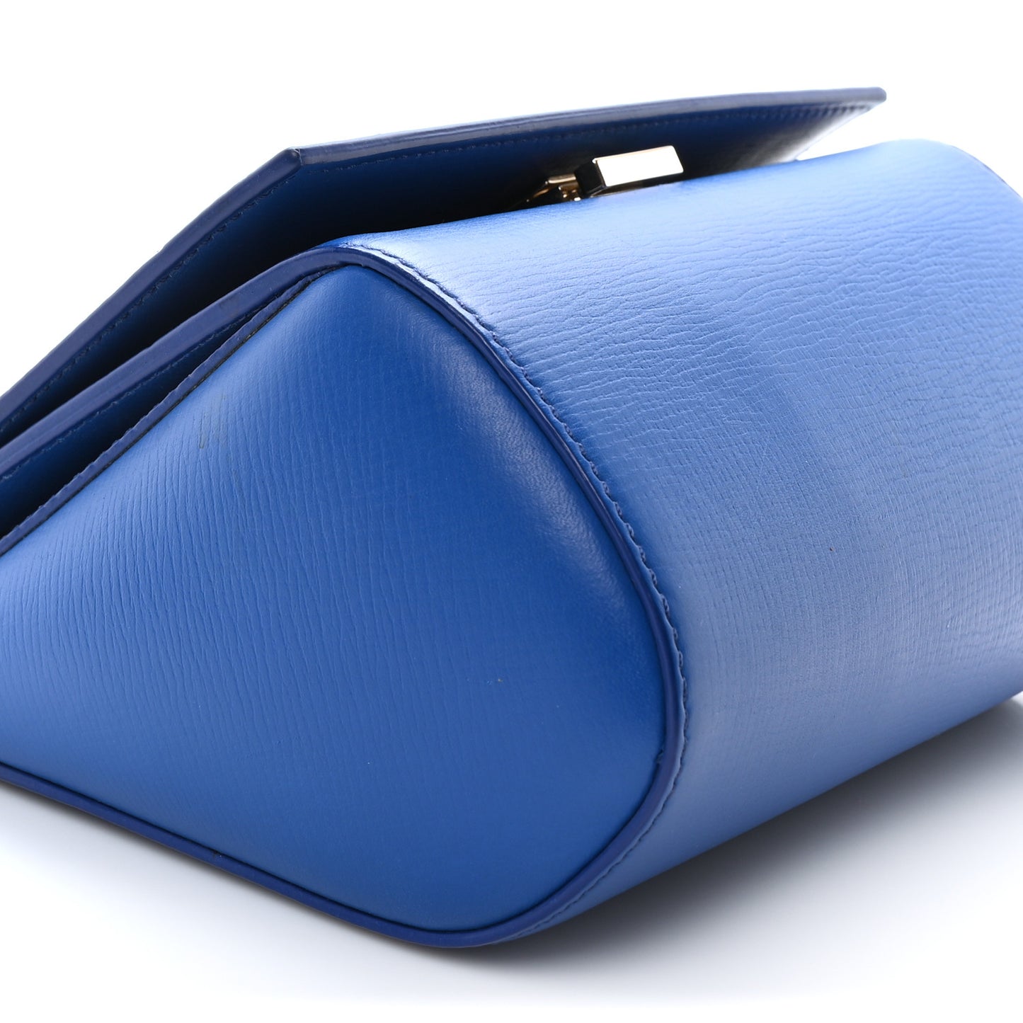 Textured Calfskin Mini Pandora Box Chain Crossbody Bag Blue