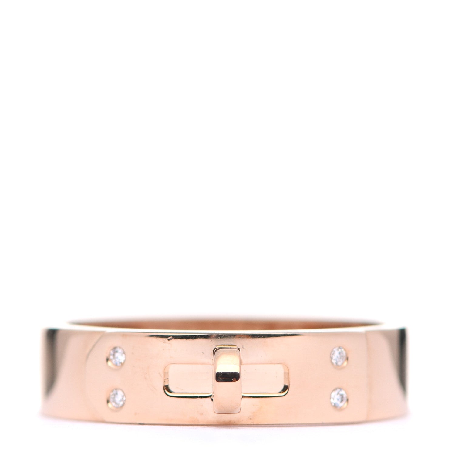 Hermes 18K Rose Gold Diamond PM Kelly Ring 55 7.25 1 of 5