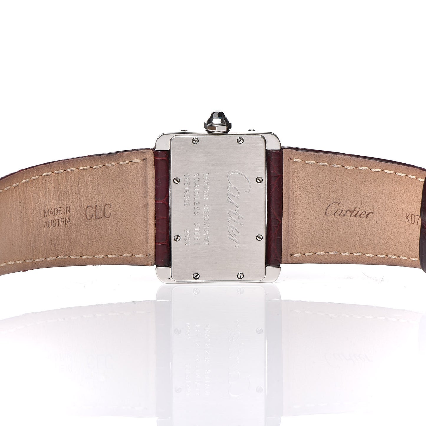 Stainless Steel Alligator 32mm Tank Divan Quartz Watch Burgundy