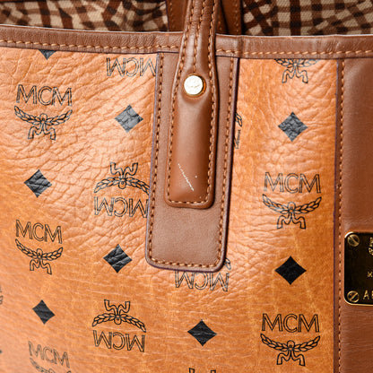 MCM Visetos Medium Liz Reversible Shopper Tote Cognac 20 of 39