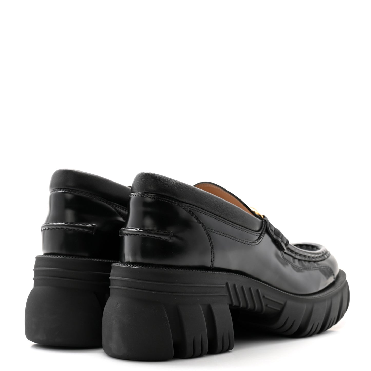 Magnum Calfskin Nappa Samoa Womens Horsebit Platform Chunky Lug Sole 40mm Loafers 40 Black
