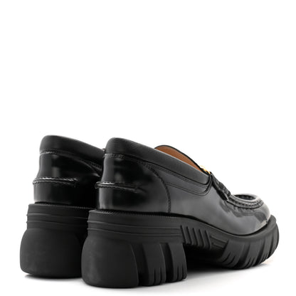 Gucci Magnum Calfskin Nappa Samoa Womens Horsebit Platform Chunky Lug Sole 40mm Loafers 40 Black 4 of 8