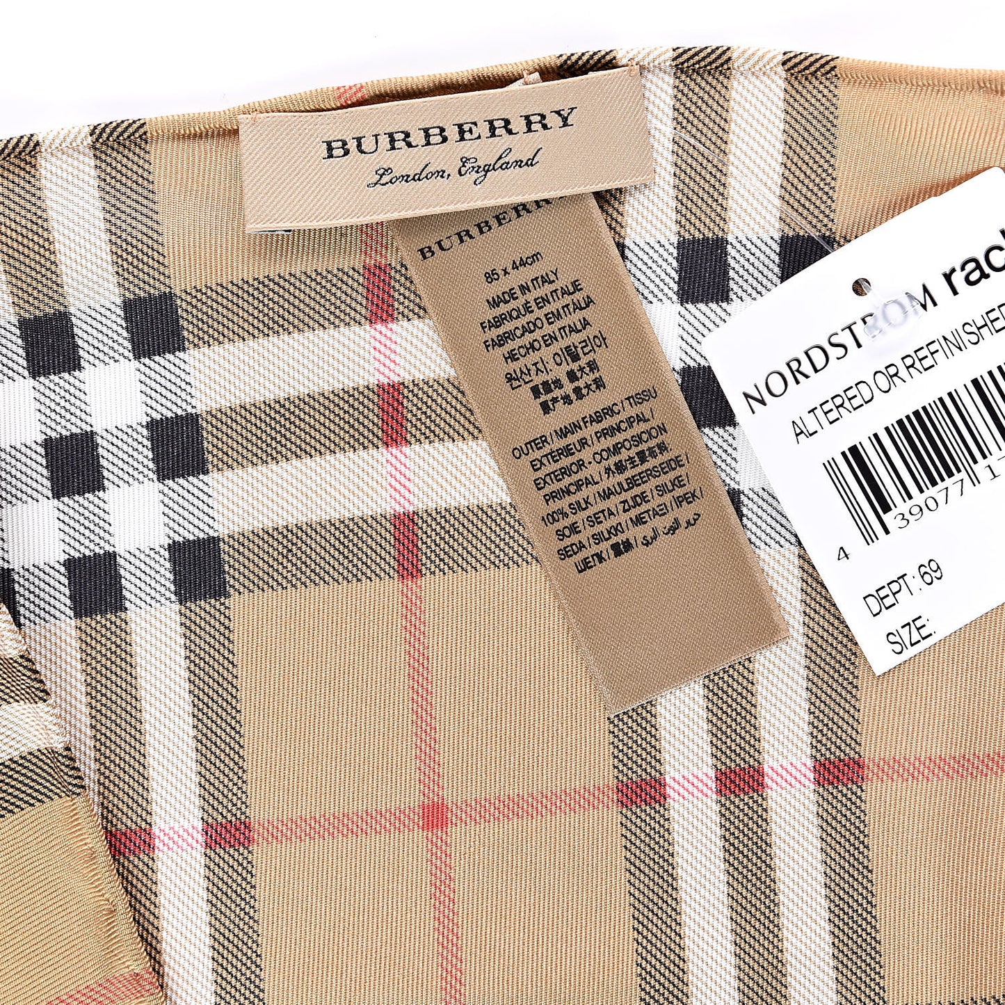 Silk House Check Triangle Scarf White