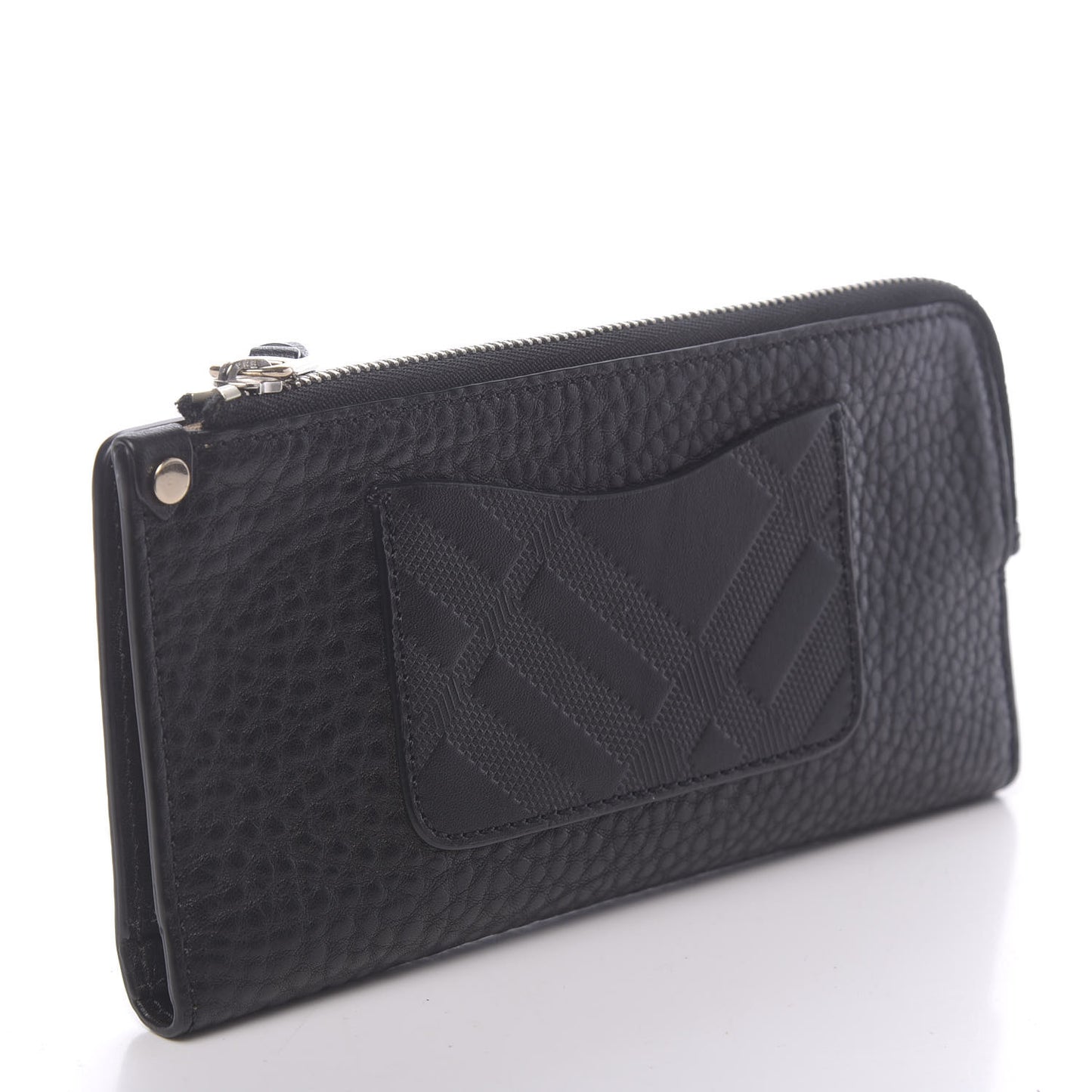 Grainy Calfskin Zip Wallet Black