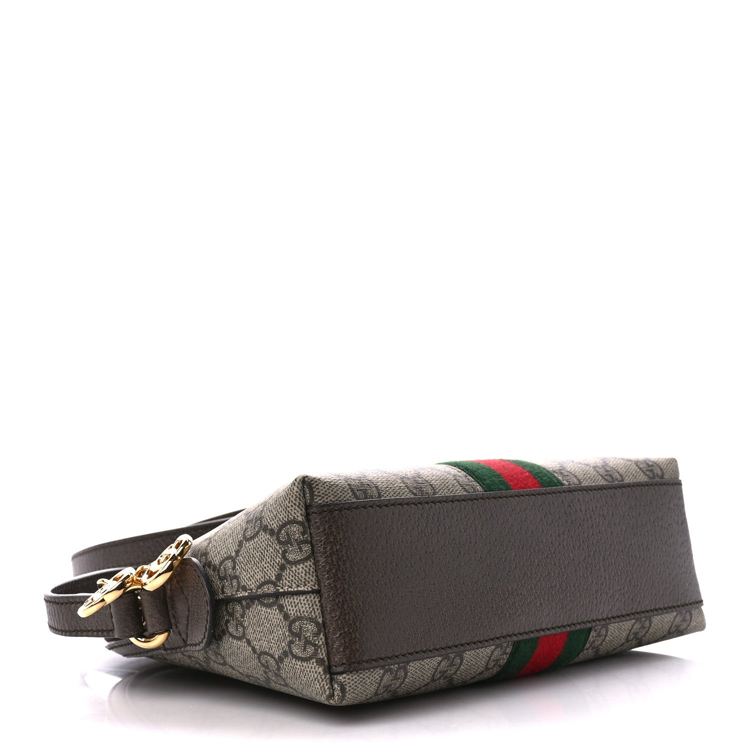 Gucci GG Supreme Monogram Textured Dollar Calfskin Web Small Ophidia Dome Shoulder Bag Beige Ebony New Acero 4 of 12
