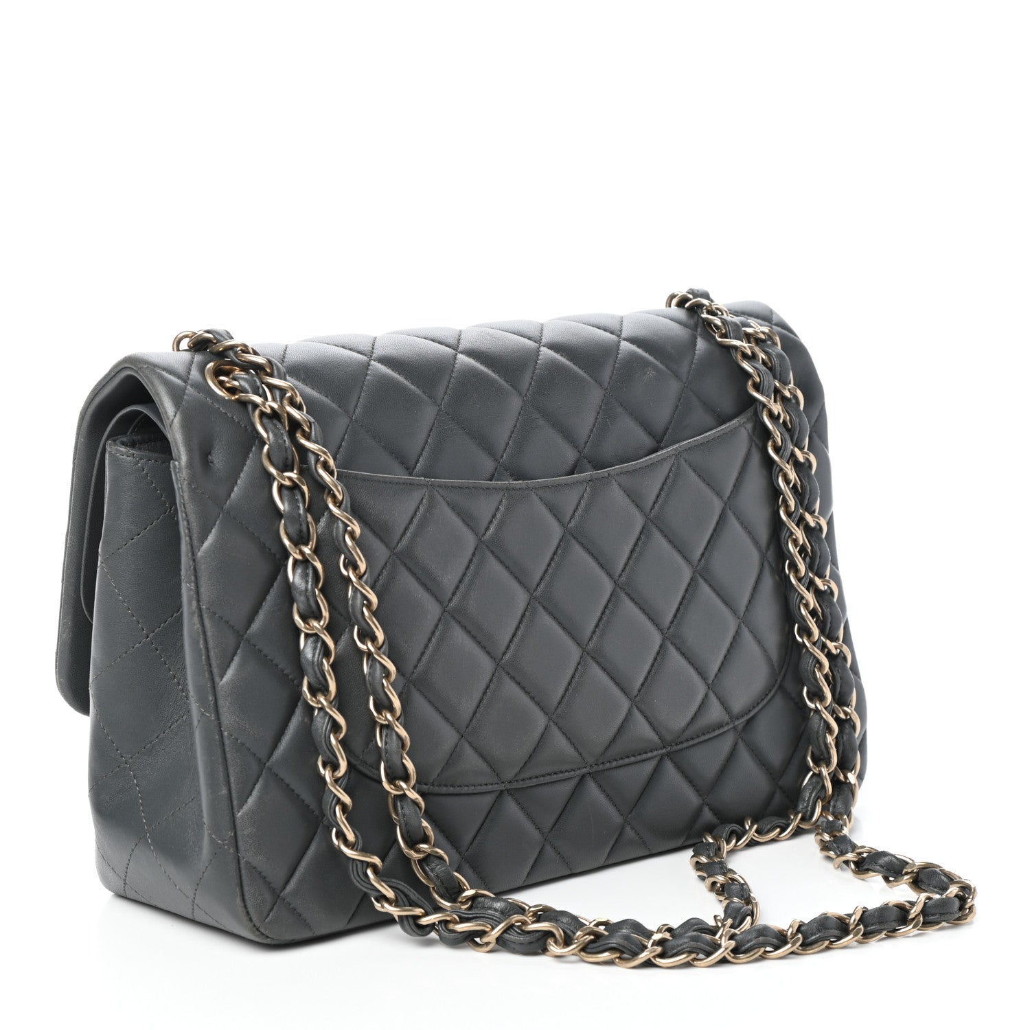 Chanel Lambskin Quilted Jumbo Double Flap Grey 3 of 10