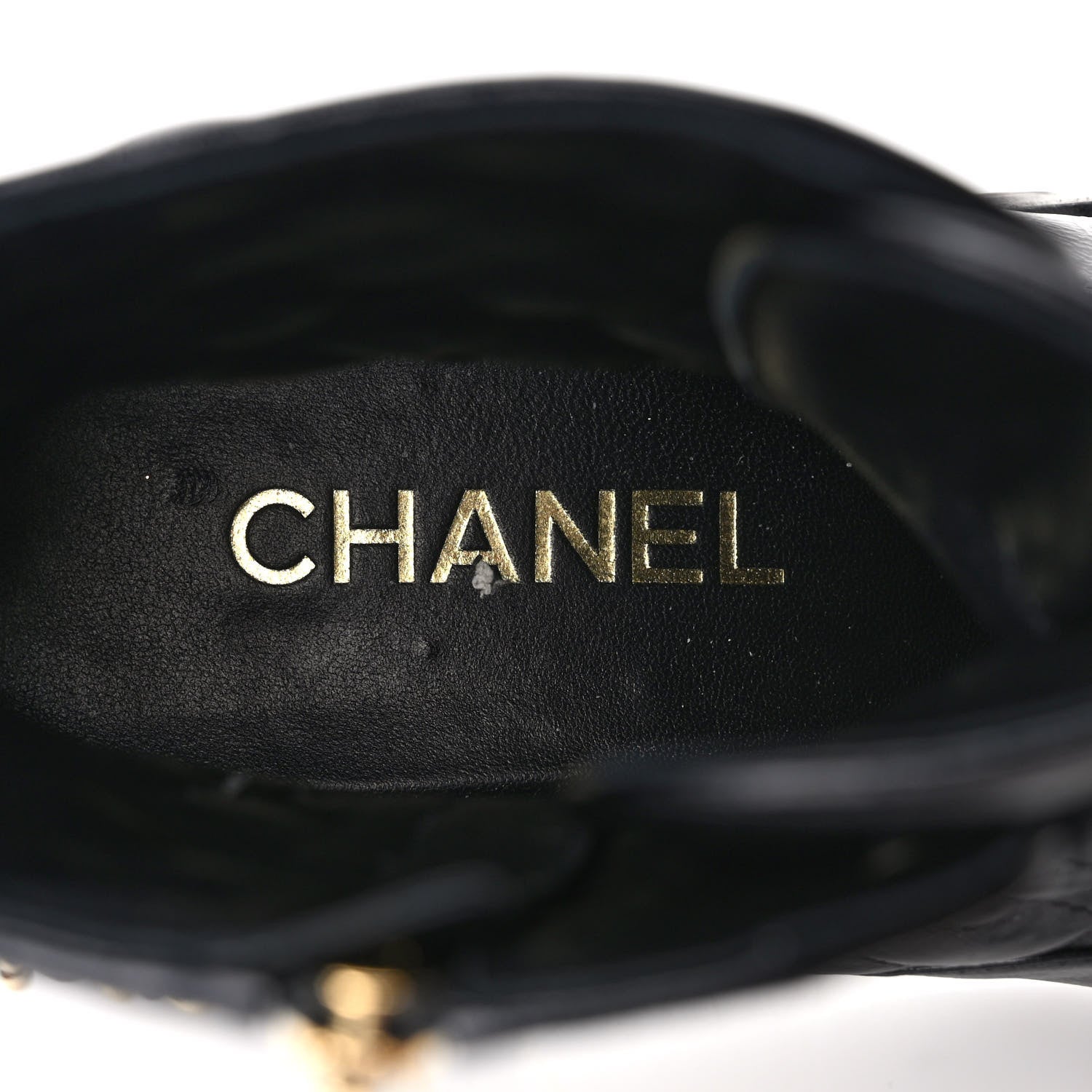 Chanel Shiny Calfskin Patent Quilted Chain Lace Up Combat Boots 40.5 Black 7 of 9