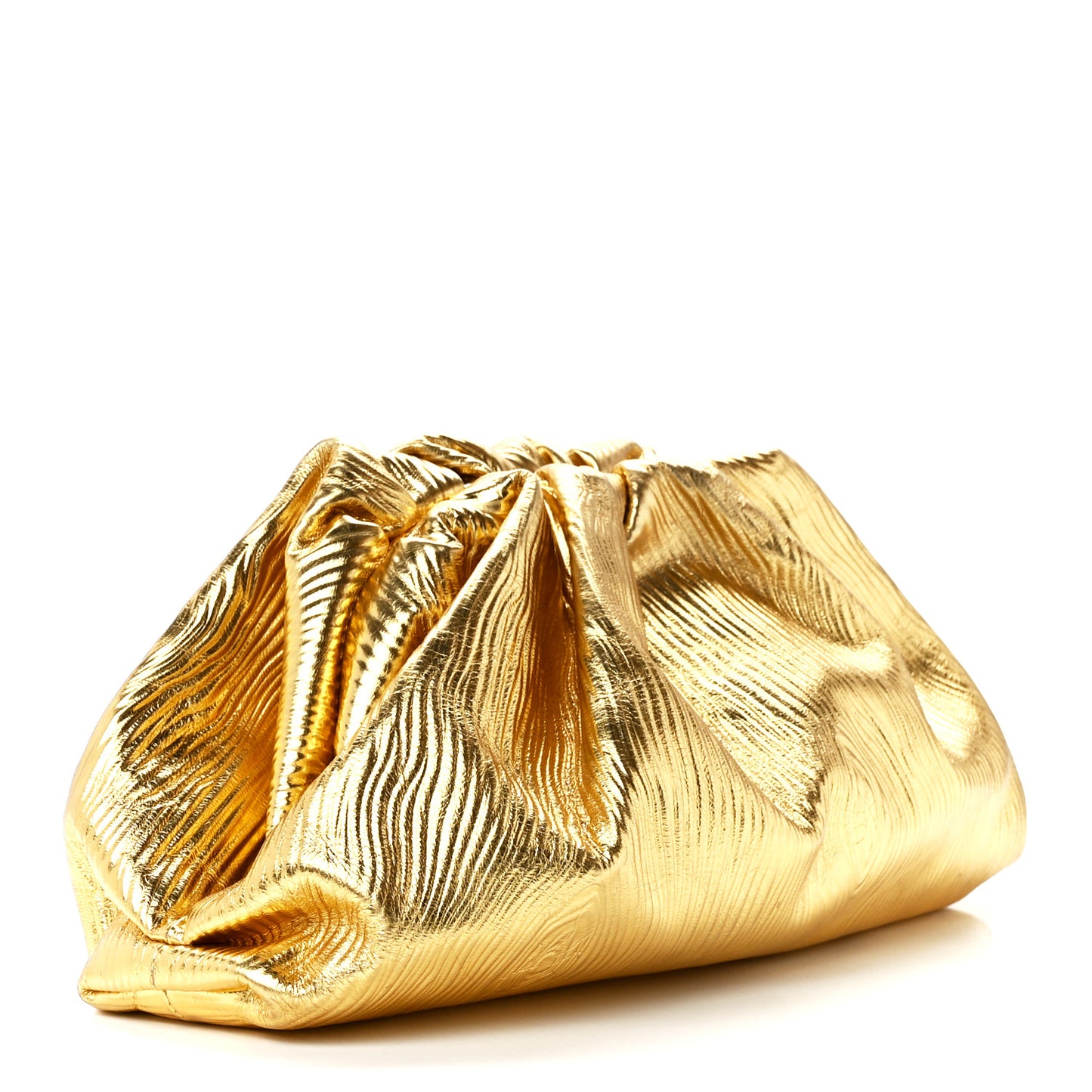 Metallic Bark Calfskin Embossed The Pouch Oversized Clutch Oro
