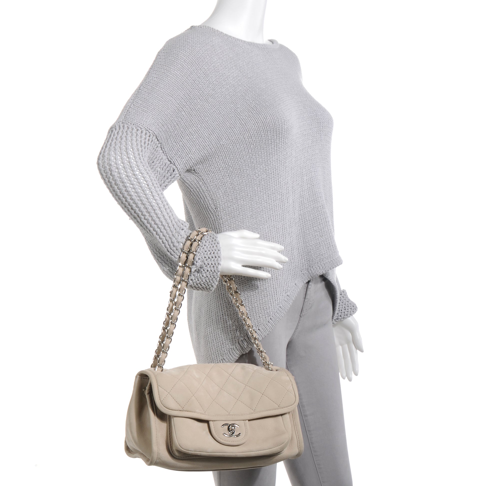 Chanel Ultra Soft Suede Calfskin Natural Beauty Flap Bag Beige 2 of 8