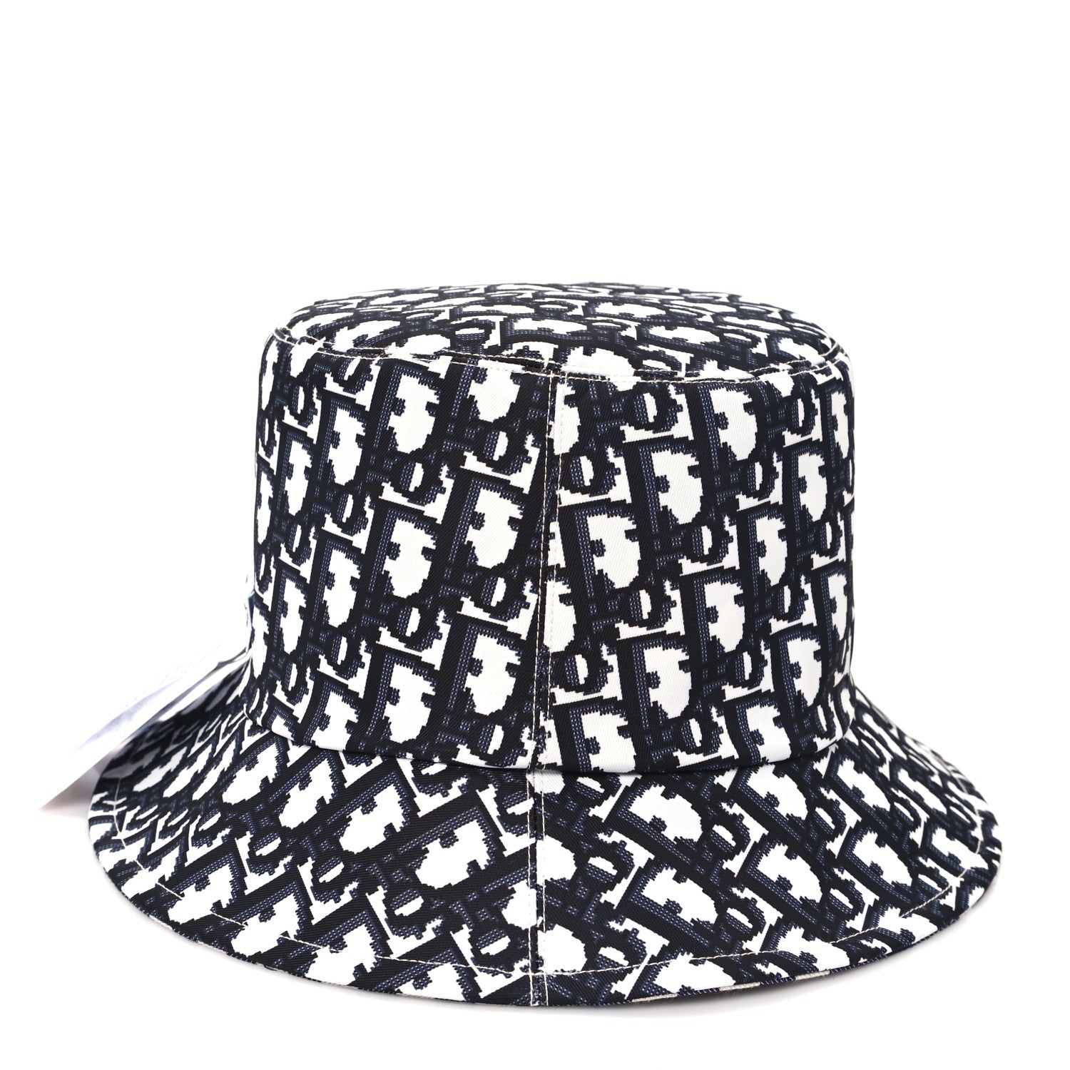 Christian Dior Gingham Reversible Teddy-D Brim Bucket Hat 57 Black White 13 of 14