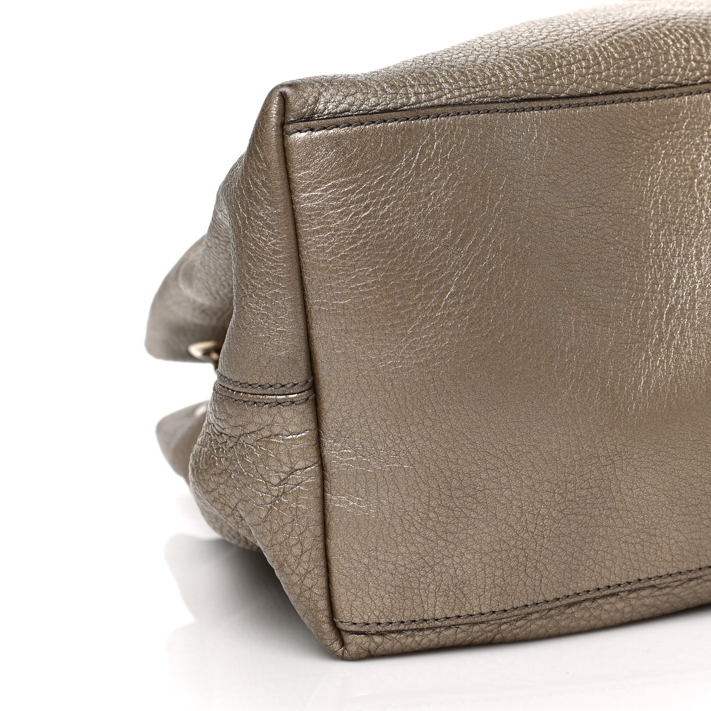 Metallic Pebbled Calfskin Large Soho Chain Shoulder Bag Golden Beige