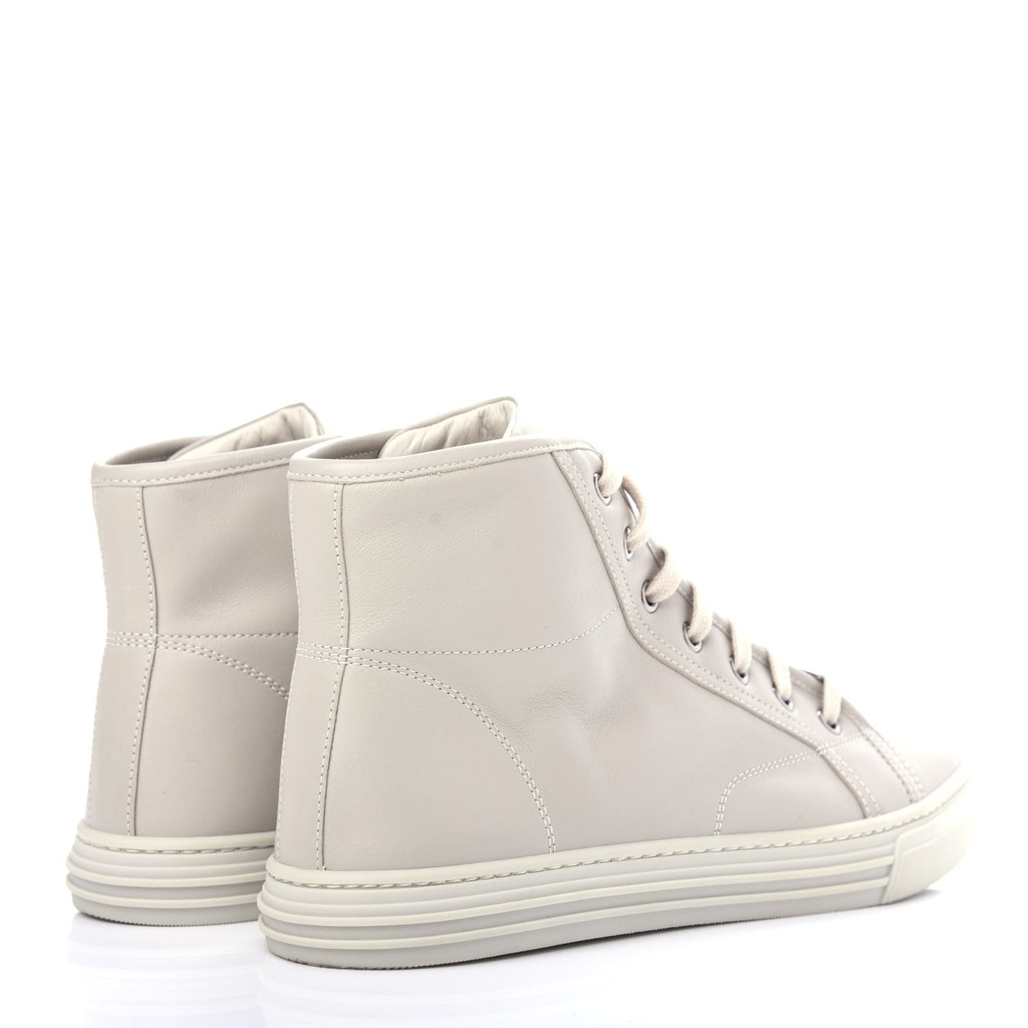 Calfskin Womens High Top Sneakers 37.5 Mystic White