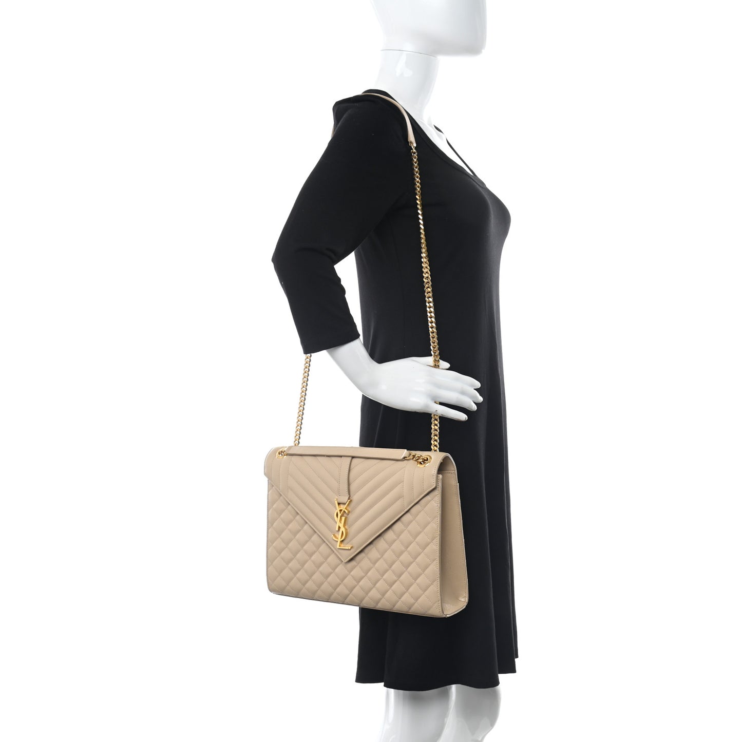 Grain De Poudre Large Tri-Quilt Monogram Satchel Nude Powder