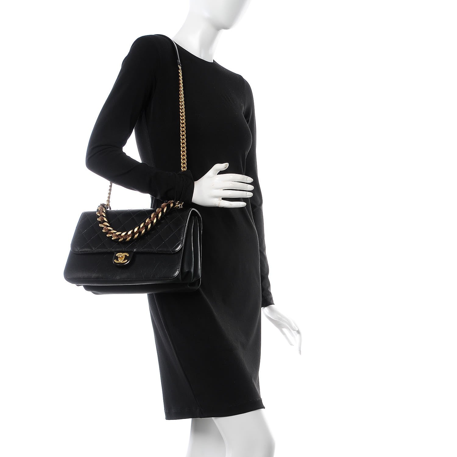Chanel Iridescent Calfskin Quilted Straight Lined Flap Black 2 of 8