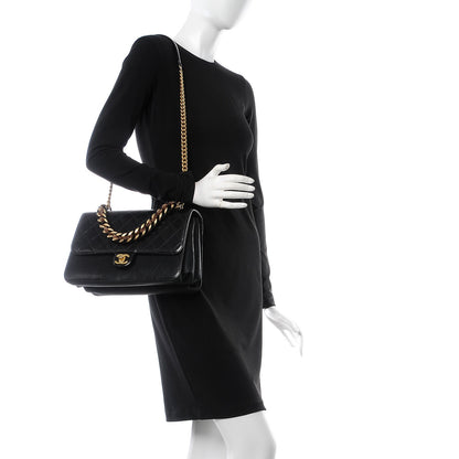 Chanel Iridescent Calfskin Quilted Straight Lined Flap Black 2 of 8