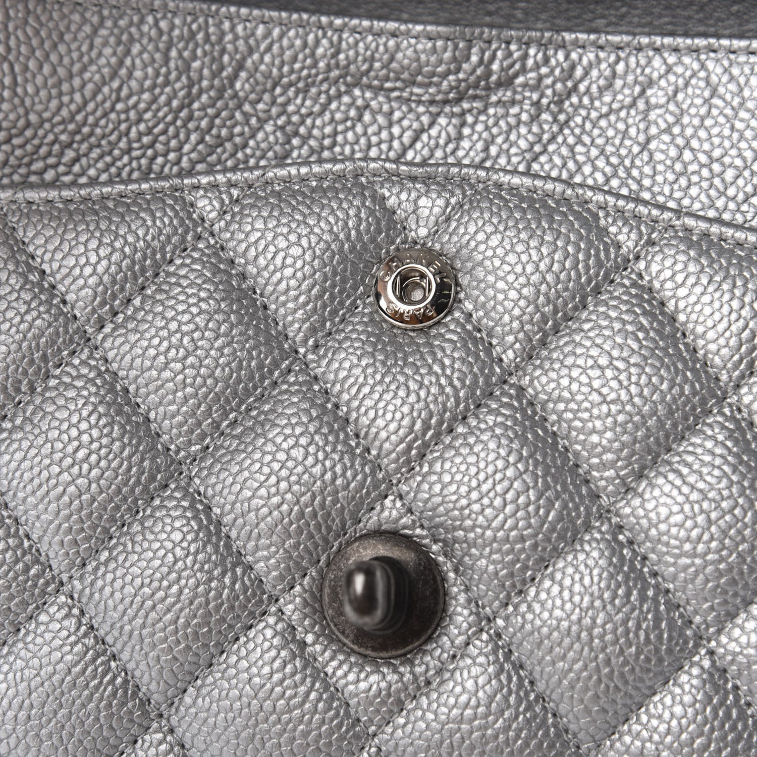 Chanel Metallic Caviar Quilted Medium Double Flap Silver 7 of 12