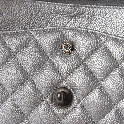 Chanel Metallic Caviar Quilted Medium Double Flap Silver 7 of 12