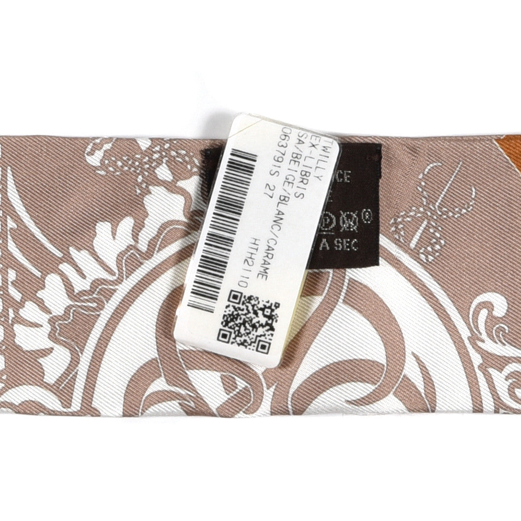 Silk Ex-Libris Twilly Beige White Caramel