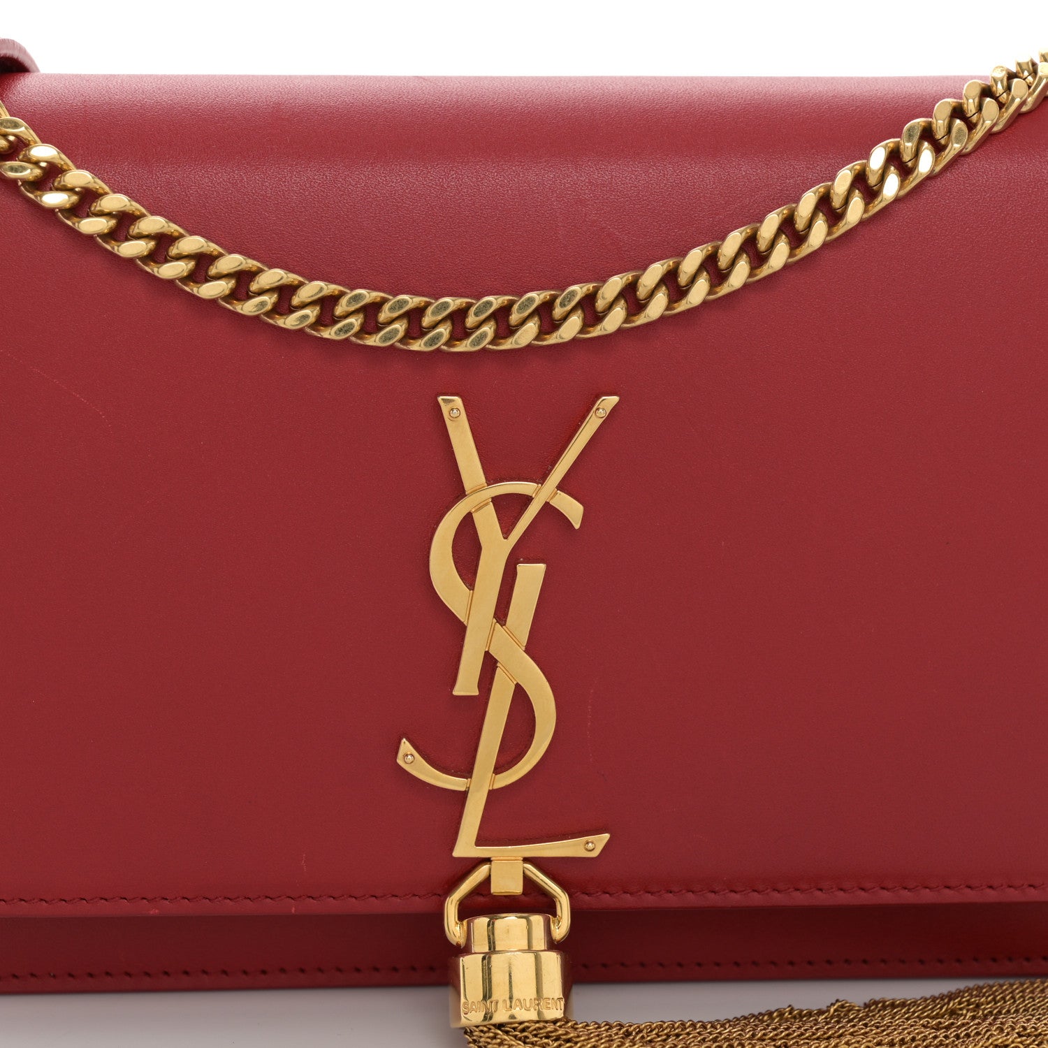 Saint Laurent Smooth Calfskin Classic Monogram Kate Tassel Chain Wallet New Lipstick 7 of 13