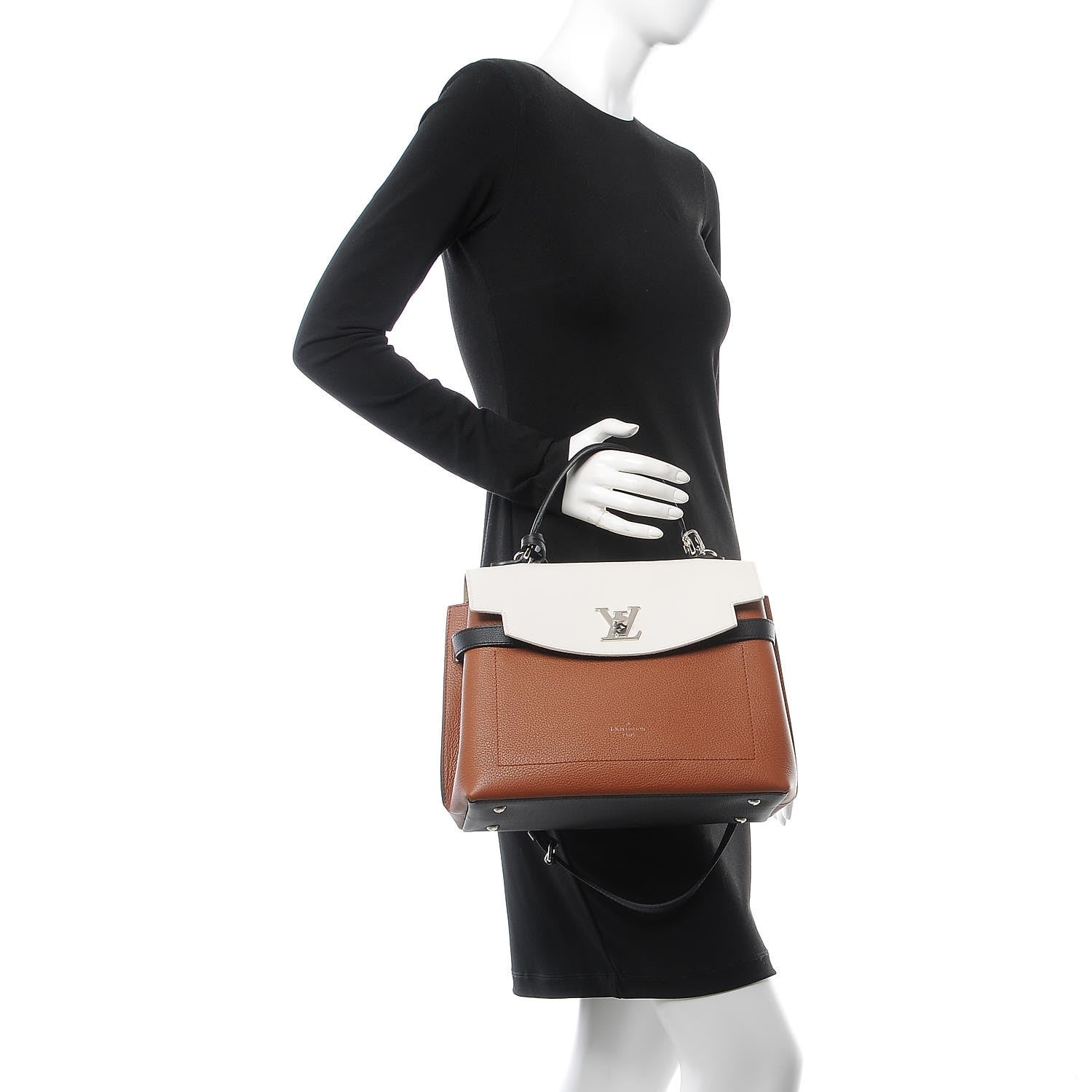 Louis Vuitton Soft Calfskin Lockme Ever Caramel Creme Black 2 of 9