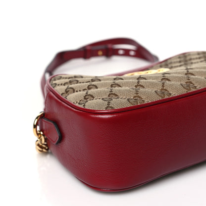 Gucci Monogram Azalea Calfskin Matelasse Diagonal Small GG Marmont Chain Shoulder Bag Beige Ebony New Cherry Red 9 of 11