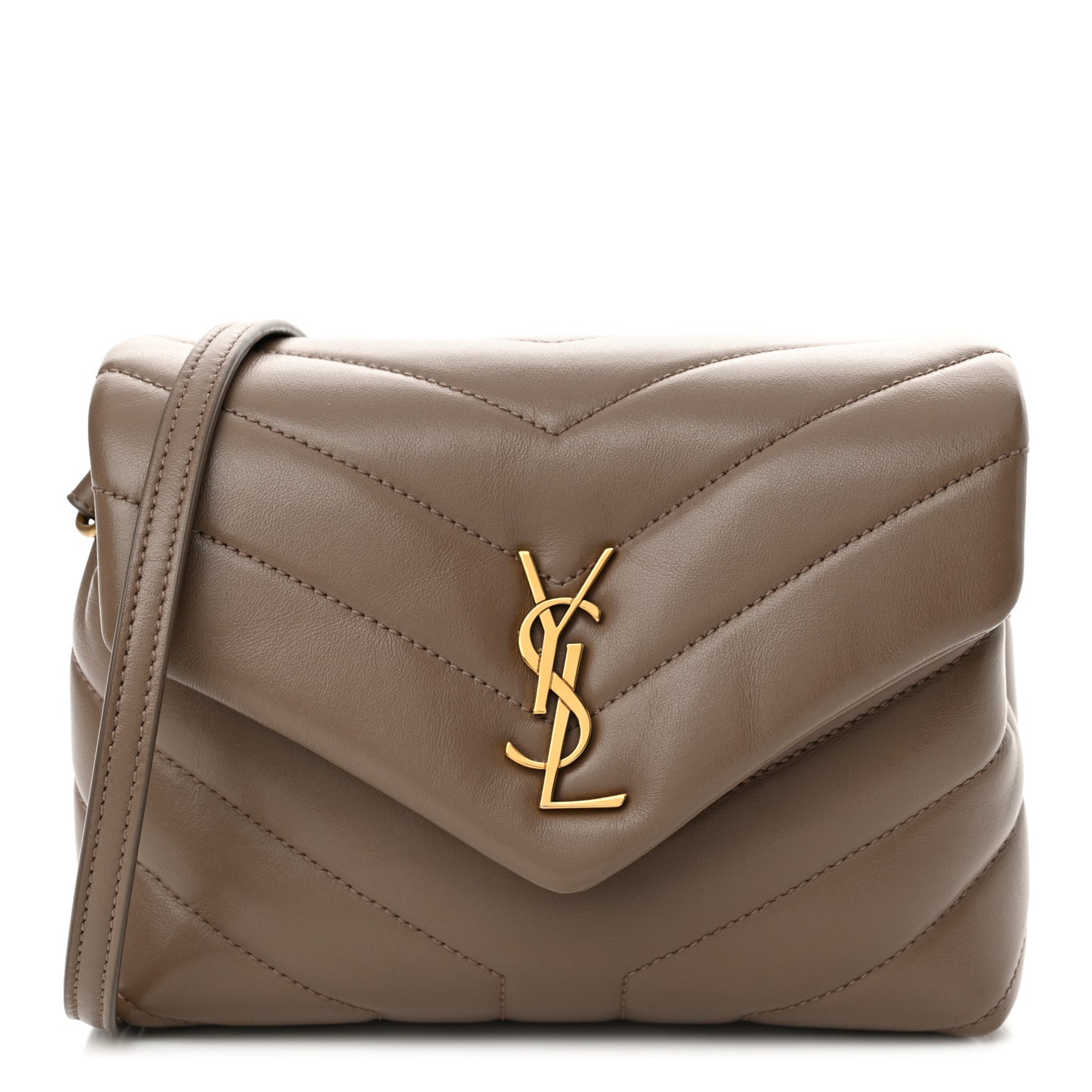 Calfskin Y Quilted Monogram Toy Loulou Crossbody Bag Dark Beige