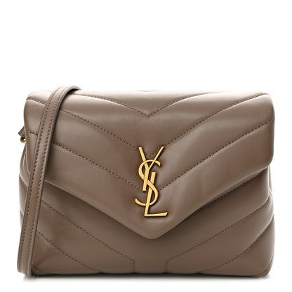Saint Laurent Calfskin Y Quilted Monogram Toy Loulou Crossbody Bag Dark Beige 1 of 13