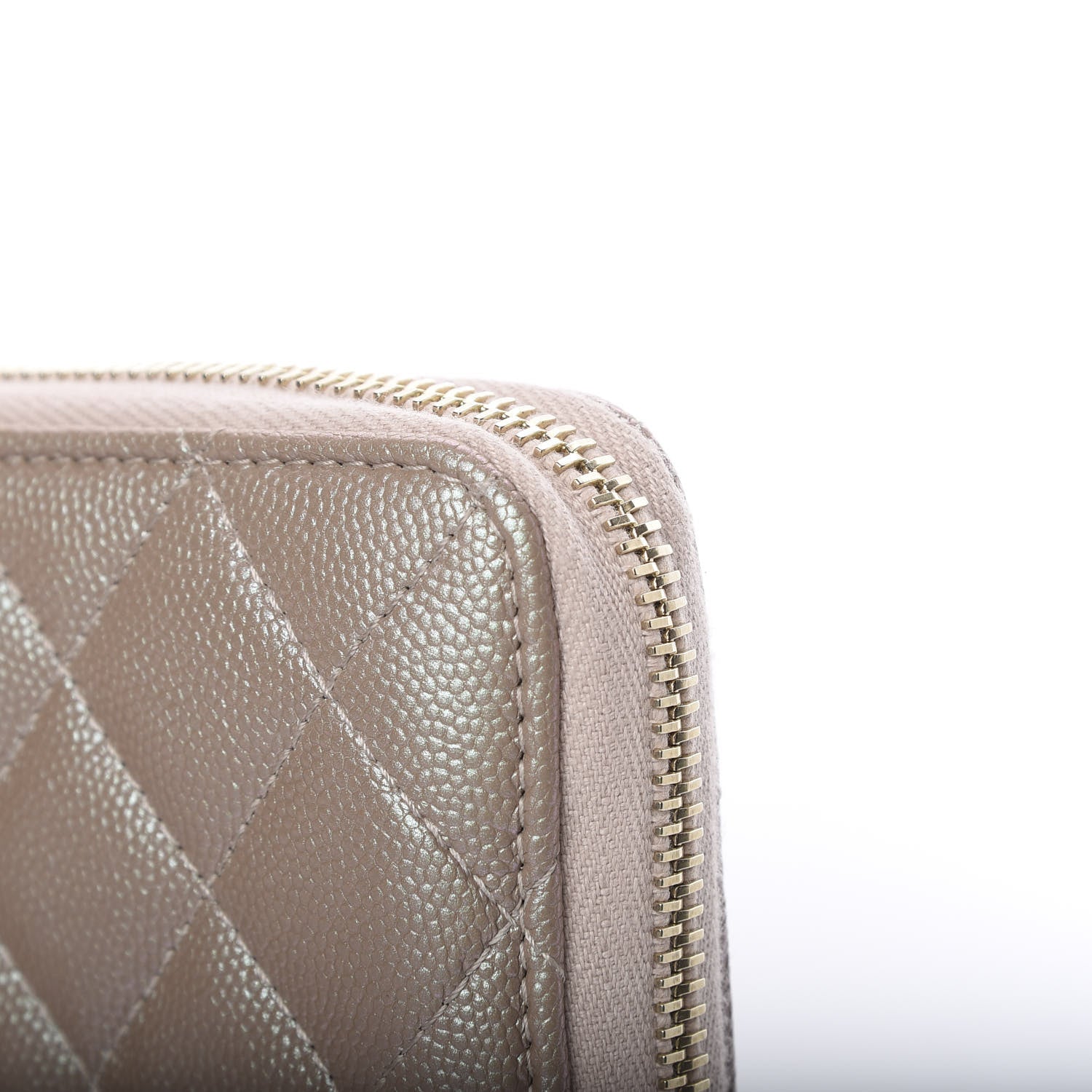 Chanel Iridescent Caviar Quilted Long Zip Around Wallet Beige 11 of 12