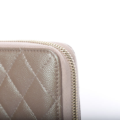 Chanel Iridescent Caviar Quilted Long Zip Around Wallet Beige 11 of 12